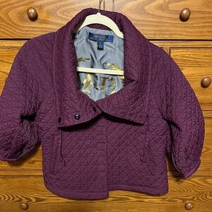 Women's Purple Quilted Jacket, 3/4 sleeves